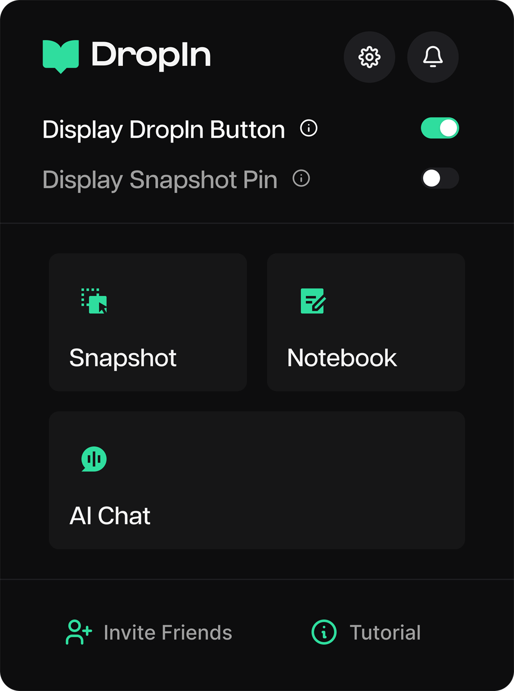 DropIn extension — home panel