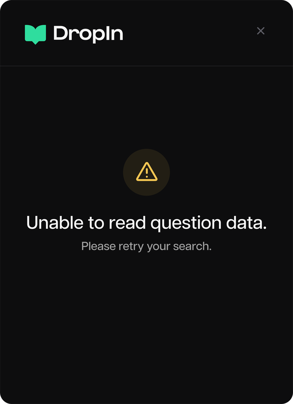 DropIn extension — notebook error state
