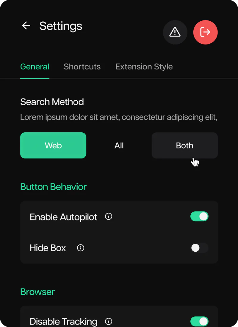 DropIn extension — settings