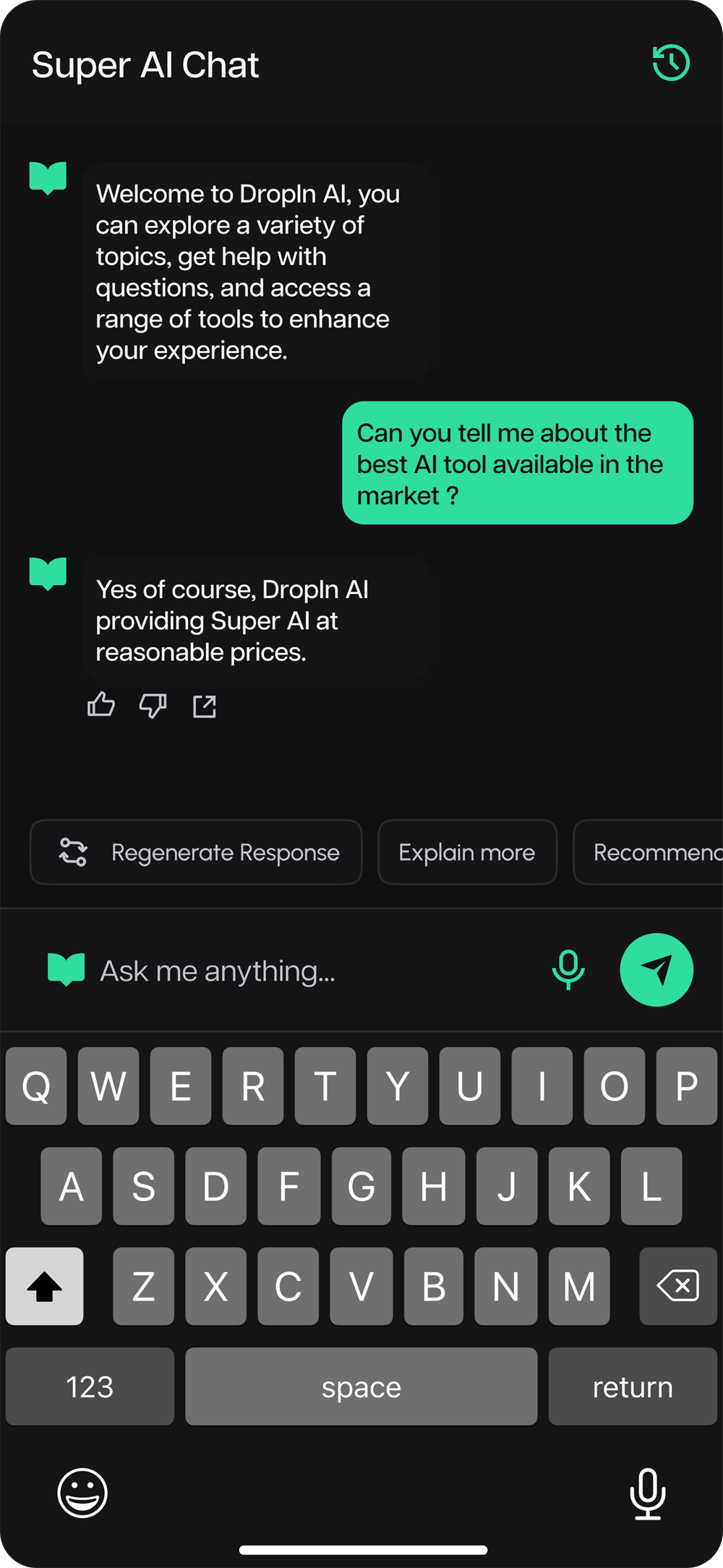DropIn mobile — super AI chat