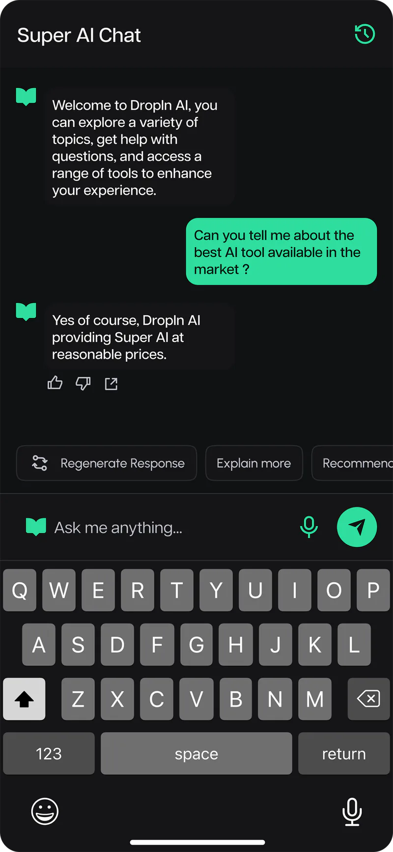 DropIn mobile — super AI chat